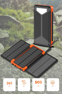 Solar power bank with SOS camping light