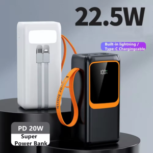 WPD-82 Large Capacity Power Bank 30000mah/50000mah Led Display 22.5w PD USB-C Output Power banks Fast Charging With Cable Handle Flashlight