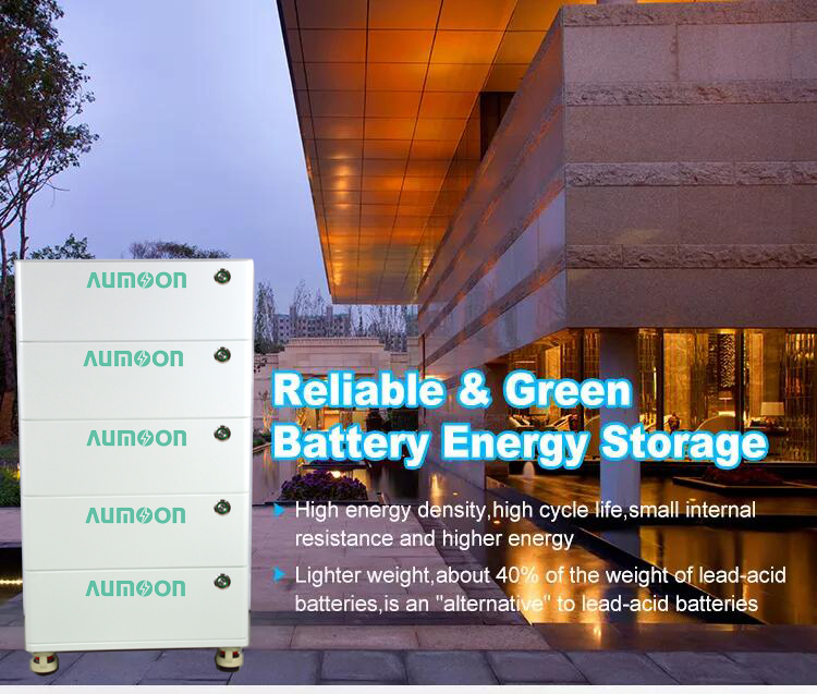 Aumoon LiFePO4 Battery 48V 100A 200A Stacked Home Energy Storage System for Family