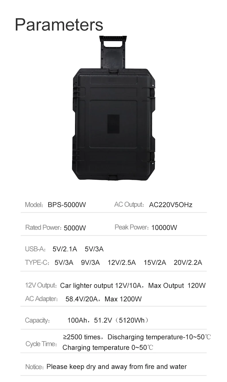 Aumoon Power Station 110V 220V 5000W Portable Solar Generator 5kw Lifepo4 Battery for Lithium ion Battery