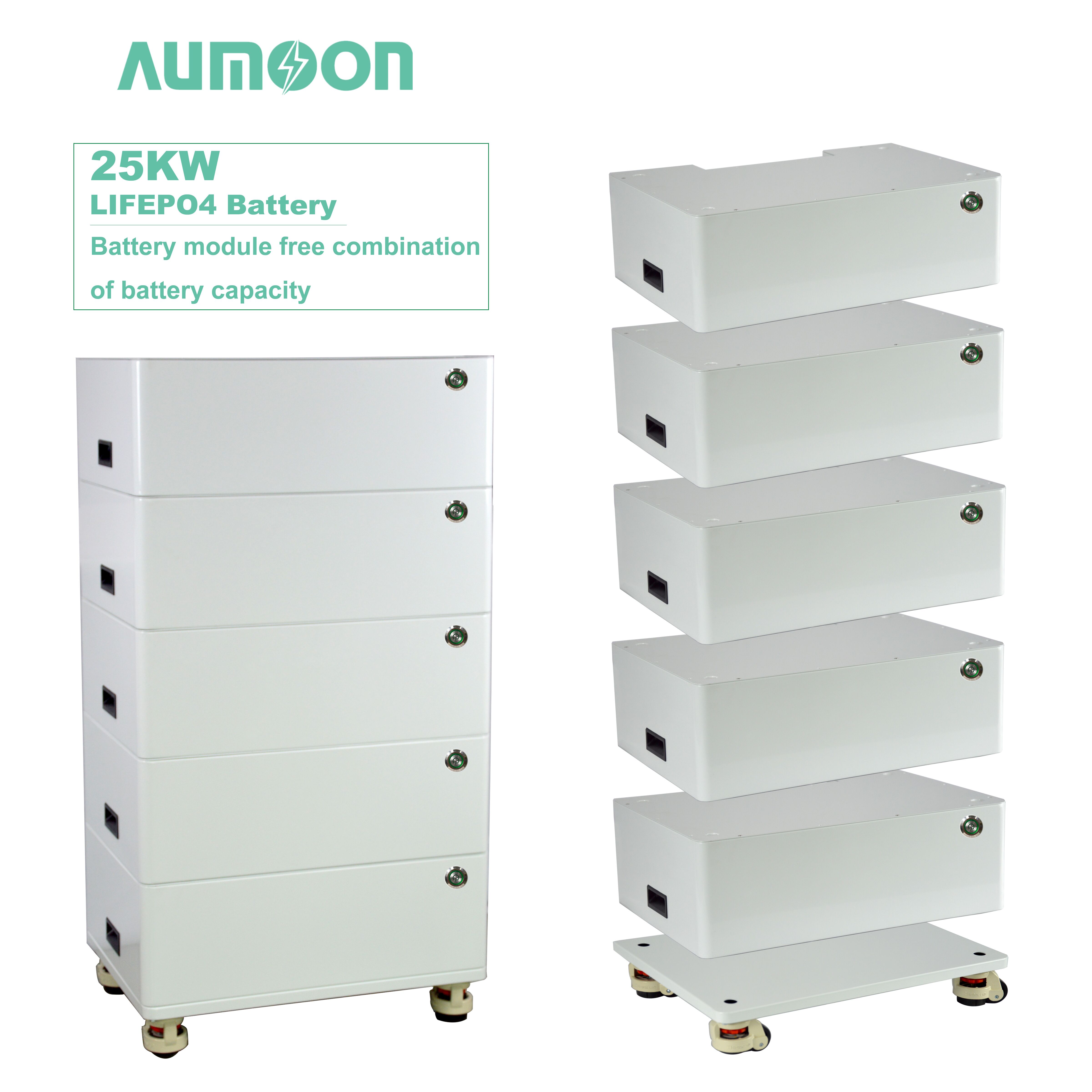 Aumoon LiFePO4 Battery 48V 100A 200A Stacked Home Energy Storage System for Family